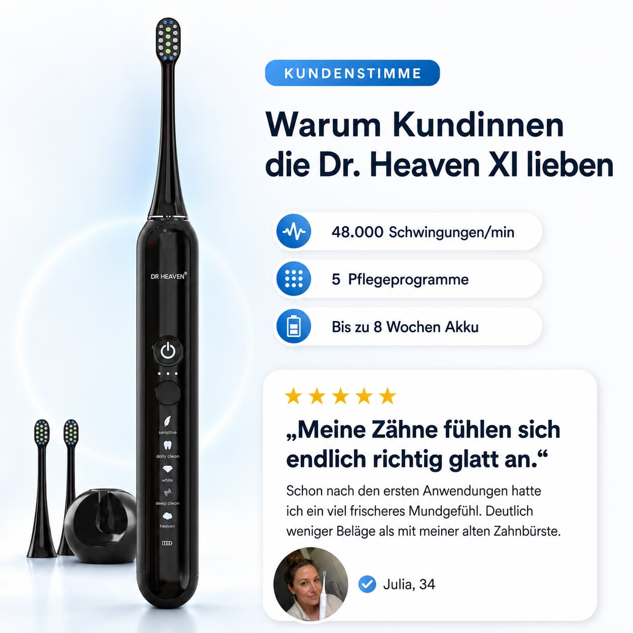 Xi Schallzahnbürste – Professional Set (Inkl. Soft, Medium & Hard Aufsatz)